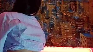 hot latina flashes tits and masturbates with dildo outdoors!