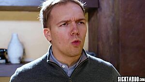 joshua lewis strokes huge cock watching lauren phillips' big tits jiggle