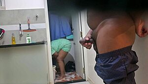 Hey, this desi maid slurps cock and boobs like a pro.