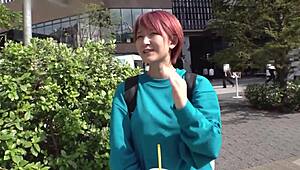 japanese babe rides doggystyle big natural tits