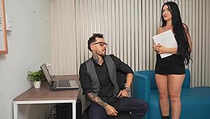 Horny Secretary Milf Rides Cock at New Office Job