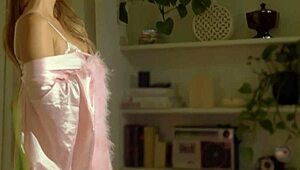 Glamorous Sky Bri Rips Silk to Bare Massive Tits and Shaved Pussy!