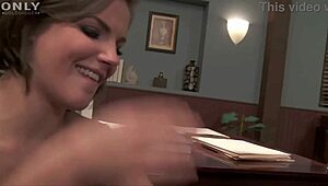 Horny Brunette Lingerie Slut Fucked Bent Over by Boss Swallows Cum