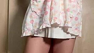 japanese teen maid in uniform skirt pierced nipples buttplug anal nipple training blushing