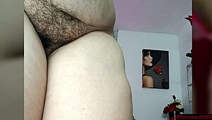 Horny Milf Fingers Hairy Pussy and Pinches Huge Nipples Wildly