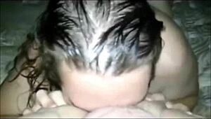 Naughty chubby teen rims ass then slurps cock in homemade tape