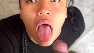 Stepsister's Brunette Bestie Sneaks In for Secret Oral Tease