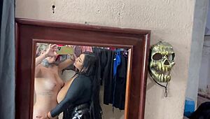 caught my fat tenant masturbating in backyard touched her huge tits and joined