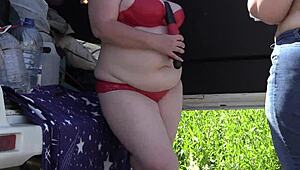 mature lesbians with huge asses... i'm spying on their outdoor lingerie play in the park