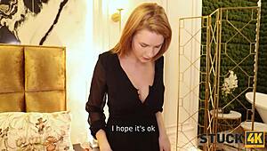 curvy bombshell teen with fat tits gets stuck in doorway bent over fucked