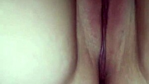 Chubby Amateur Wife Fingers Shaved Wet Pussy and Moans Loudly