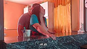 curvy housewife sneaks neighbor's thick cock into her wet kitchen quickie