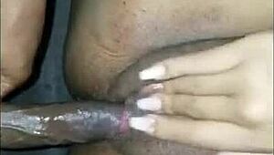 Big black cock slams squirting ebony pussy deep sloppy ebonymo creampie