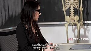 Valentina Nappi Italian Teacher Fucks Glasses-Wearing Student Moaning Big Tits Orgasm Classroom