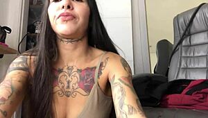 Peeing Latina Nerd Masturbates Dripping Wet Pussy with Vibrator Watching Huge Cocks