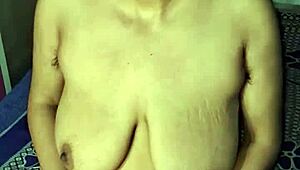 beautiful chubby blonde housewife moans with juicy big natural tits close-up