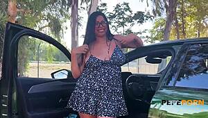 lola smith rides cock in countryside car