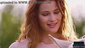 Gorgeous Redhead MILF Heidi Romanova Strips Nude Outdoors Playboy