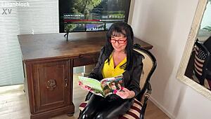 Mature BBW Brunette Shakes Huge Saggy Natural Tits and Hairy Wet Pussy with Dildo in Relaxed Outdoor Solo