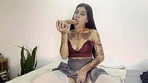 Sloppy deepthroat pushes limits until tears stream down her face completely