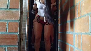 sexy stepsis in lingerie gets fucked hard in hallway real homemade video