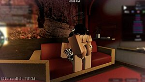 she rides cow costume on sofa fingering pussy during amateur fuck session