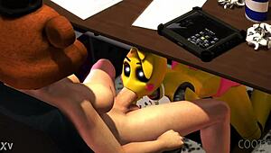 Toy Chica's Subtle Tease Turns into Guard's Secret Pleasure Moment