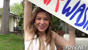 a barely legal teen seduces into dirty hardcore pov fuck