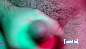 stroking massive cock to explosive frontal cumshot close-up