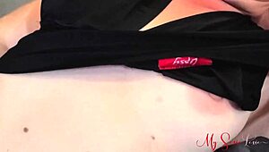 Real couple enjoys glass dildo clit vibrator pussy play