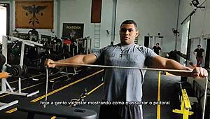 bro hits the gym with sis for the best chest workout ever using her big tits