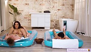 Busty Milf Masseuse Deepthroats Two Virgin Guys Nuru