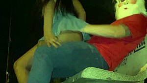 brazilian hottie bends over as santa pounds her public anal in lingerie