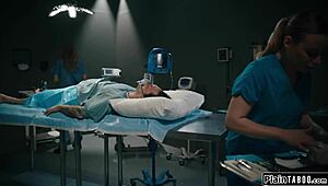 nurse patient deal goes wild when lactating petite tits milk his cock in taboo hospital threesome