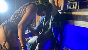 slut strips teases rides big black cock at bar then fucks hard