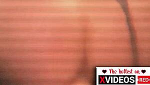 trans girl rides deep dildo anally in closeup until she cums