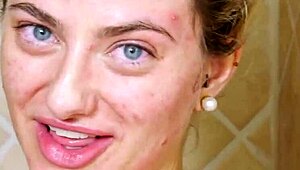 gorgeous blonde steps into steamy shower for total refresh