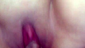 Hot amateur bends over for deep creampie in homemade close-up