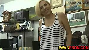 Gorgeous blonde slut gets banged hard in the shop after needy blackmail demands