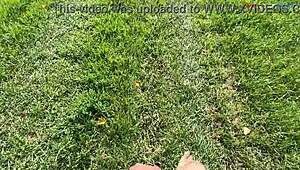 Fall vibes hit so I stroke my cock naked outdoors barefoot!