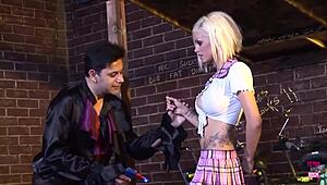 a blonde cutie in heels shags guy in alley... skirt up! 👠🍑