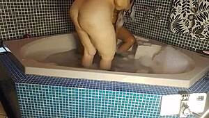 bold bathtub cowgirl anal ride ends in creamy creampie explosion