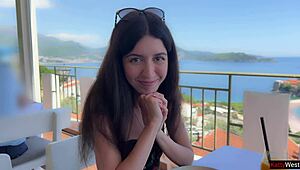 Public agent interviews and fucks skinny Katty West outdoors in heels