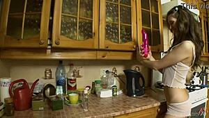 Does horny teen Pandora E really just moisturize her juicy body?