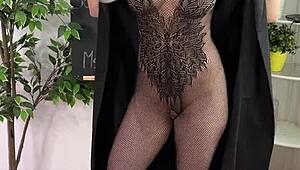 curvy mature teacher in lingerie glasses heels nylon teases bdsm fetish play