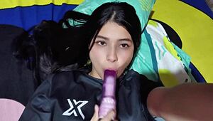 colombiana housewife teases her juicy pussy with toys at home