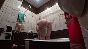 Hidden Cam Spies Fat Big Ass Porn Model Shower Bathroom Secrets