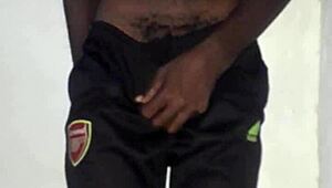 Kenyan guy gets massive cock handjob massage on camera