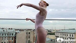 that flexible ballerina bends for her first monster cock thrill