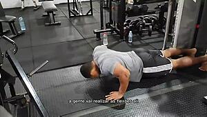 bro hits the gym with sis for the best chest workout ever using her big tits